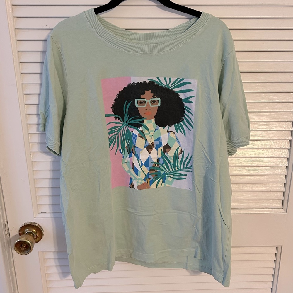 Blue Graphic Tee- Bijou Karman